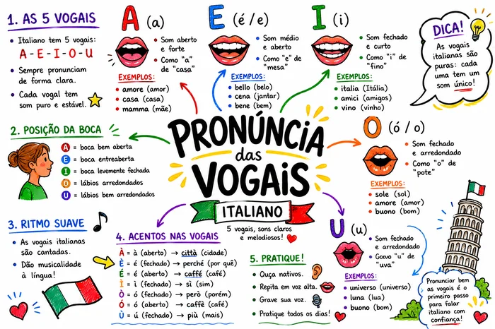 Mapa mental: Pronúncia das Vogais