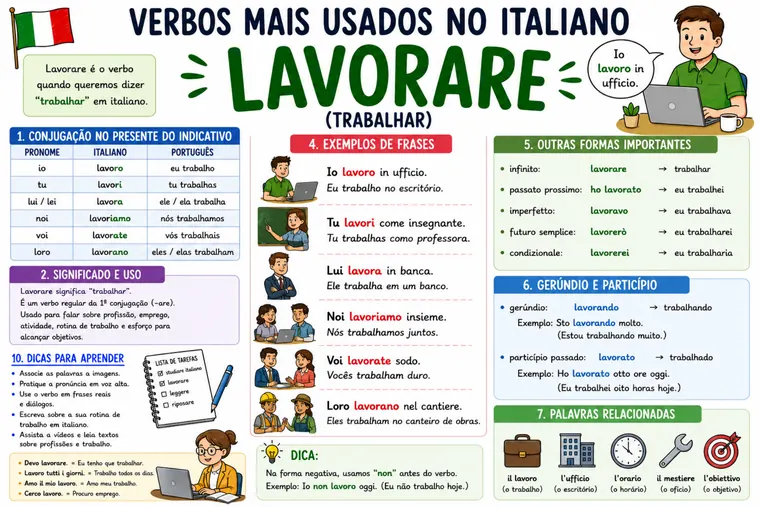 Mapa mental: Verbo Lavorare